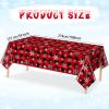 3 Pieces Red and Black Buffalo Plaid Merry Christmas Party Tablecloth Decorations,Plastic White Snowflake Buffalo Plaid Sign Table Cover for Winter Christmas Holiday Party Supplies,54x108 inch view 2
