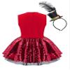 Agoky Kids Girls Halloween Circus Ringmaster Cosplay Costume Sleeveless Shiny Sequin Tutu Dress Fancy Party Dress Up Red 14 Years view 2