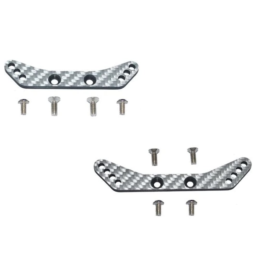 GPM Carbon Fiber Front & Rear Shock Tower Silver : Tamiya 1/10 4WD TA08 PRO