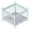 1:12 Scale Wooden Doll House Baby Bed DIY Miniature Doll House Mini Furniture Accessories with Mattress Square Bed Blue Children's Day Gift view 1