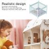 1:12 Scale Wooden Doll House Baby Bed DIY Miniature Doll House Mini Furniture Accessories with Mattress Square Bed Blue Children's Day Gift view 2