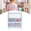 1:12 Scale Wooden Doll House Baby Bed DIY Miniature Doll House Mini Furniture Accessories with Mattress Square Bed Blue Children's Day Gift view 4