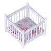 1:12 Scale Wooden Doll House Baby Bed DIY Miniature Doll House Mini Furniture Accessories with Mattress Square Bed White Children's Day Gift view 1