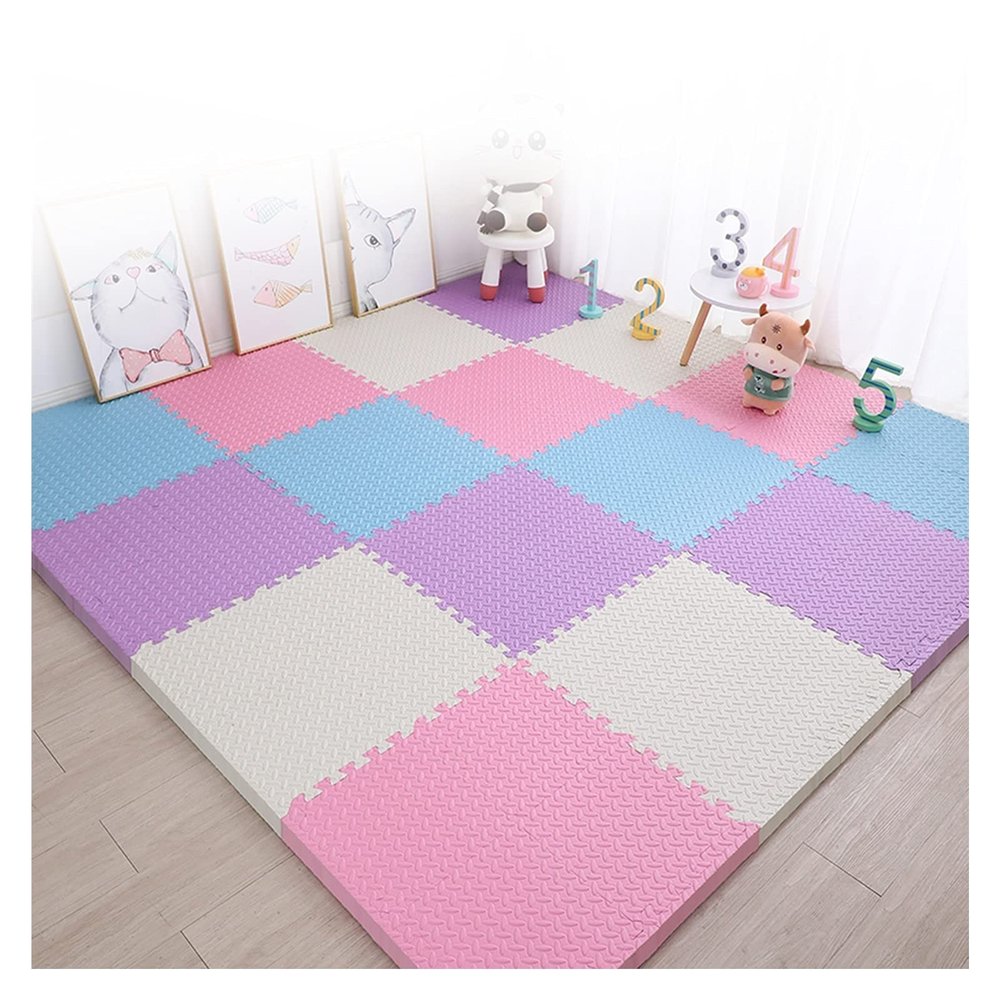 AYLYHD Interlocking Foam Baby Play Mat Star Tiles with Edges - Play Mats, Colouful Tile Mats for Babies and Children (Color : A, Size : 30x30x1.2cm-36pcs)