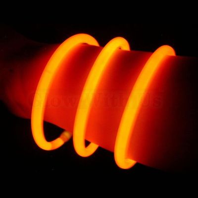 Glow With Us Brand Glow Sticks Bracelets Bulk Wholesale, 2500 8 Orange Glow Bracelets, Bright Color, Glow 8-12 Hrs, Connectors Included, Glow Party Favor Supplies, Sturdy Packaging, Great Fun.