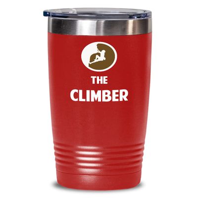 Rock Climbing Tumbler The Climber Best Gift For Rock Climber 20oz, Red