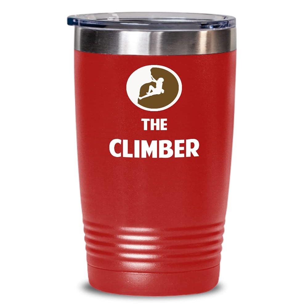 Rock Climbing Tumbler The Climber Best Gift For Rock Climber 20oz, Red