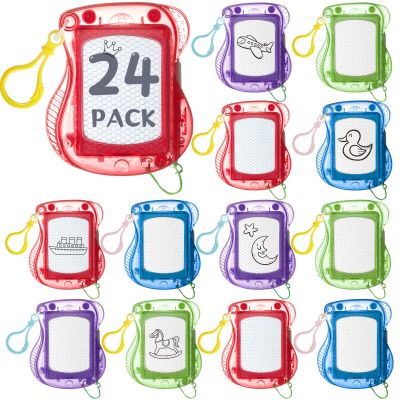 24 Pack Mini Magnetic Drawing Boards for Kids Erasable Doodle and Writing Pad Backpack Keychain Clip Drawing Board for Birthday Party Favors Goodie Bag Stuffers