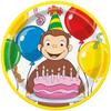 Curious George Birthay Party Supplies Decoration Bundle Pack includes 16 Lunch Plates, 16 Napkins, 1 Table Cover, 1 Happy Birthday Banner, 1 Dinosaur Sticker Sheet (Bundle for 16) view 2