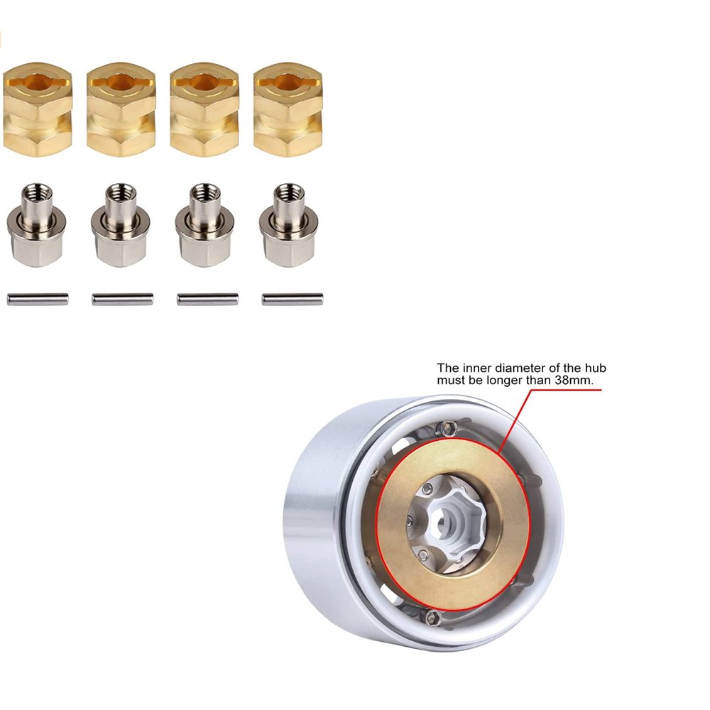 INJORA RC Hex Hub 12mm Brass Wheels Hex Hub and Counterweight for 1/10 RC Crawler Axial SCX10 90046 D90