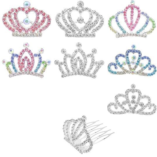8 PCS Mini Crystal Rhinestone Princess Crown Hair Comb, Shiny Rhinestone Tiara for Party Supplies Hair Dectoration