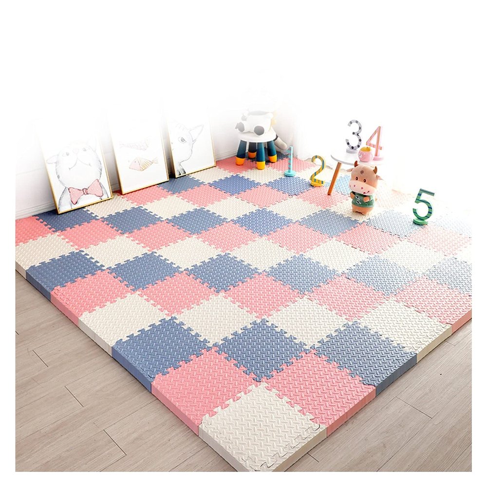 AYLYHD Large Interlocking Kids Baby Foam Puzzle Play Mat, Jigsaws Board Foldable EVA Foam Activity Soft Play Mat Fun and Safe Playmat (Color : B, Size : 60x60x2.5cm-16pcs)