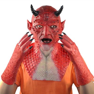 BENHAI Diablo Mask Beria Mask Gloves Halloween Party Horror Props Latex Material (Color : A)
