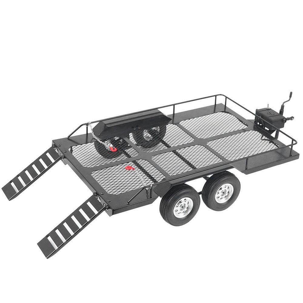 VBESTLIFE Cool Car Trailer Metal Trail High Simulation Shape with Four Tires Fit for 1/10 RC Car