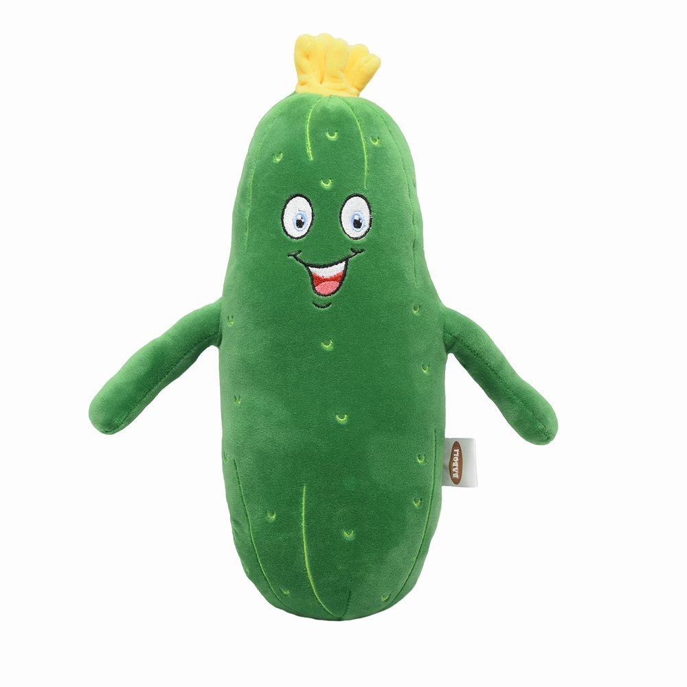 BABOLI Adorable Pickle Stuffed Animal Cucumber Plush Plant with Smile Face and Yellow Corolla Pretty Cute Plushie Toy Gift for Any Pickle Lover 12 Inches (Smiling-L)