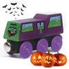 Toddler Halloween Toys - Toxic Ted - Wooden Train Set with Cargo - Compatible with All Wooden Train Sets - Boo Basket Stuffers - Spooky Gifts for Kids - Zany Trains(Toxic Ted) view 1