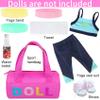 Ecore Fun 8 Piece 18 Inch Girl Doll Clothes and Accessories Set Include Yoga Sport Clothes Shoes Yoga Bands Towel Drink and Bag view 2