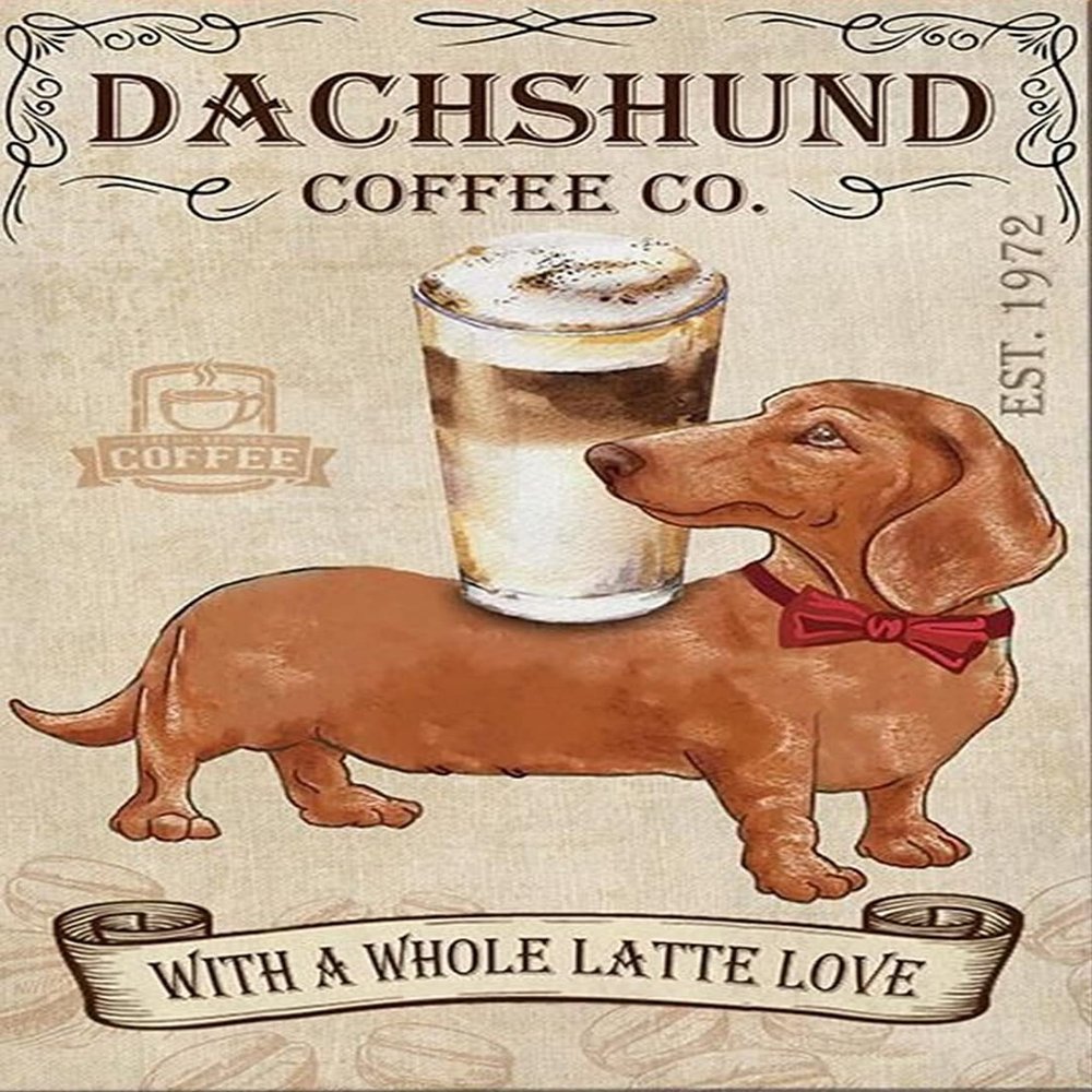 1000 Piece Wooden Puzzles Dachshund Dog Coffee Company Bathroom Living Room Dog Lover Jigsaw Puzzles for Adults and Kids Development Toys Games Toys Gift