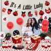 Cheereveal Ladybug Baby Shower Decorations Its A Little Lady Banner Cake Topper Balloons for Ladybird Birthday Party Supplies view 4