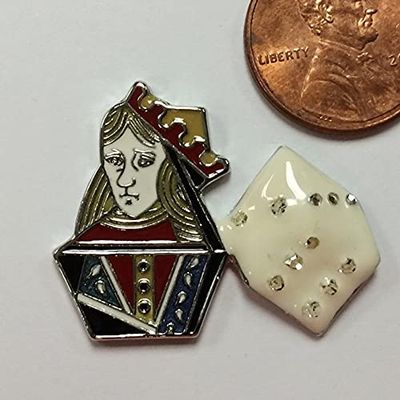 1 Queen of Hearts with Dice Casino Poker Gambling 30mm. Cabochon Finding R796