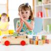 Joqutoys Wooden Building Blocks for Toddlers 1-3, Large Wood Baby Stacking Blocks Set for Kids, 30 PCS Alphabet Blocks with Toy Wagon, Educational Wooden Toys for Boys Girls Gifts 1.65" view 2