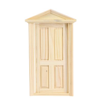 Beaupretty 1: 12 Dollhouse Miniature Furniture Unpaint Wooden Door Miniature Exterior Inward Open 6- Panel Wood Door with Steepletop