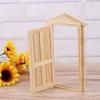 Beaupretty 1: 12 Dollhouse Miniature Furniture Unpaint Wooden Door Miniature Exterior Inward Open 6- Panel Wood Door with Steepletop view 2