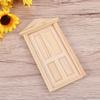 Beaupretty 1: 12 Dollhouse Miniature Furniture Unpaint Wooden Door Miniature Exterior Inward Open 6- Panel Wood Door with Steepletop view 3