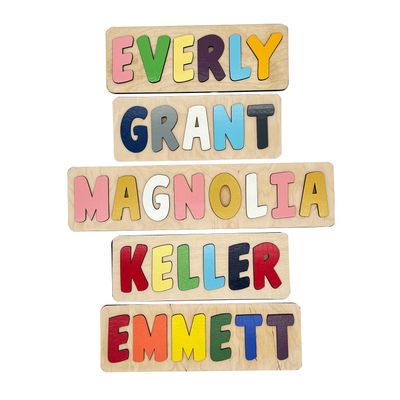 Bird's Wood Shack Personalized Wooden Name Puzzle for Kids and Children, USA Made, Montessori Toy for Baby or Toddler, First Birthday Gift, Easter for Boy & Girl. 1-3 Years
