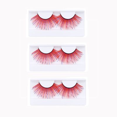 MIPPER 3 Pairs Colored False Eyelashes Stage Model Anime Cosplay Show Halloween Party Exaggerate Fake Lashes (002)