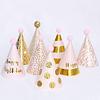 mollensiuer 7 Pieces Mini Party Hats Pink and Gold Cone Birthday Party Hats with Pink Plush Ball Birthday Party Supplies and Decorations for Group Activities and Decorations view 4