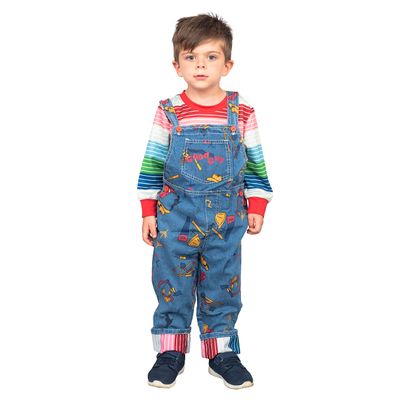 Costume Agent Chuckie Good Guy Doll Kids Set Long Sleeve Shirt and Overalls Childrens Halloween Cosplay