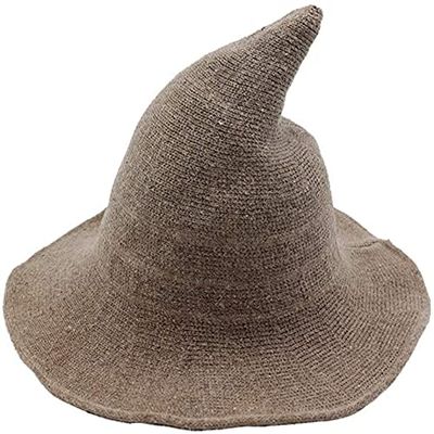 MYYHMA Modern Halloween Witch Hat-Women's Wool Pointed Witch Hat, Suitable for Halloween and Christmas Costume Party (Color : Brown)