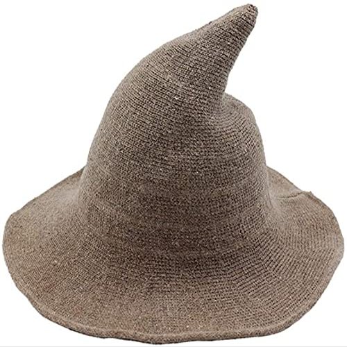 MYYHMA Modern Halloween Witch Hat-Women's Wool Pointed Witch Hat, Suitable for Halloween and Christmas Costume Party (Color : Brown)