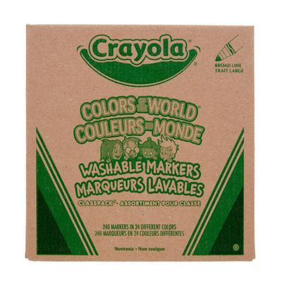 Crayola Colors Of The World Classpack (240 Ct), Bulk Skin Tone Washable Markers, School Supplies For Teachers, Individual Marker Boxes
