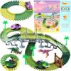TOYLI Dinosaur Race Track Set 182 Pieces, Dino Track Flexible Dinosaur Road Race Playset with Bridge, Ramps, Dinosaur Track Toy Set is a Great 3 Year Old boy Gift. view 1