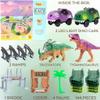 TOYLI Dinosaur Race Track Set 182 Pieces, Dino Track Flexible Dinosaur Road Race Playset with Bridge, Ramps, Dinosaur Track Toy Set is a Great 3 Year Old boy Gift. view 3