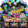 Irenare 85 Pcs 80s 90s 50s Party Decorations 90's Party Bundle Includes Inflatable Radio Boombox and Mobile Phone, Back to 1990s 50s Backdrop, Tablecloth, 75 Pcs Balloons for Hip Hop (90s Style) view 1