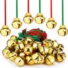 Gejoy 12 Pieces Jingle Bell Necklace Bulk Christmas Bell Necklace for Kid with Rope for Craft Holiday Party Supplies Christmas Hanging Decoration Xmas Accessories, Red and Green Cords (Gold) view 1