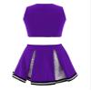 Aislor Girls' Dress V-Neck Crop Top with Skirt Set Cheer Leader Costume Uniform Cheerleading Halloween Party Outfit Purple 14 Years view 2