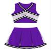Aislor Girls' Dress V-Neck Crop Top with Skirt Set Cheer Leader Costume Uniform Cheerleading Halloween Party Outfit Purple 14 Years view 3