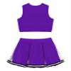 Aislor Girls' Dress V-Neck Crop Top with Skirt Set Cheer Leader Costume Uniform Cheerleading Halloween Party Outfit Purple 14 Years view 4