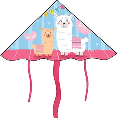 Kites for Kids Kites for The Beach Triangle Kite with Tail,Alpaca Kite with Kite String for Beginners Adults Kids,Perfect for Outdoor Games and Activitie-Pink LSDRALOBBEB 928(Color:400M String)