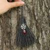 chengzui Mini Witch Broom Pendant with Faux Crystal, Miniature Wicca Altar Broomstick Besoms Car Charm Halloween Witchcraft Decoration view 2