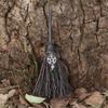 chengzui Mini Witch Broom Pendant with Faux Crystal, Miniature Wicca Altar Broomstick Besoms Car Charm Halloween Witchcraft Decoration view 3