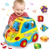 Baby Toys for 1 Year Old Boy Girl Gift Musical Bus Baby Toys 6-12-18 Months Toddler Early Learning Montessori Crawling Toy for 1 2 3 Year Old Boy with Music/Light/Smart Shapes Christmas Birthday Gifts view 1