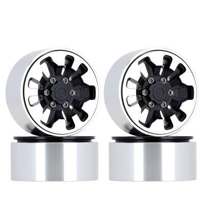 Metal 1.9" Beadlock Wheel Rim 9-Spokes for 1/10 RC Crawler Traxxas TRX4 Axial SCX10 90046 AXI03007 Redcat Gen8-4Pc Black