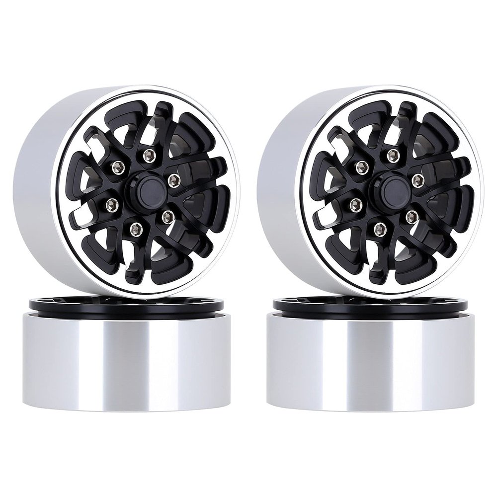 52 * 28mm Beadlock 1.9" Alloy Wheel Rim Hub for 1/10 RC Crawler Axial SCX10 90046 Traxxas TRX4 Redcat Gen8-4Px Black