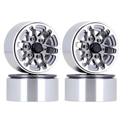 52 * 28mm Beadlock 1.9" Alloy Wheel Rim Hub for 1/10 RC Crawler Axial SCX10 90046 Traxxas TRX4 Redcat Gen8-4Pc Gray