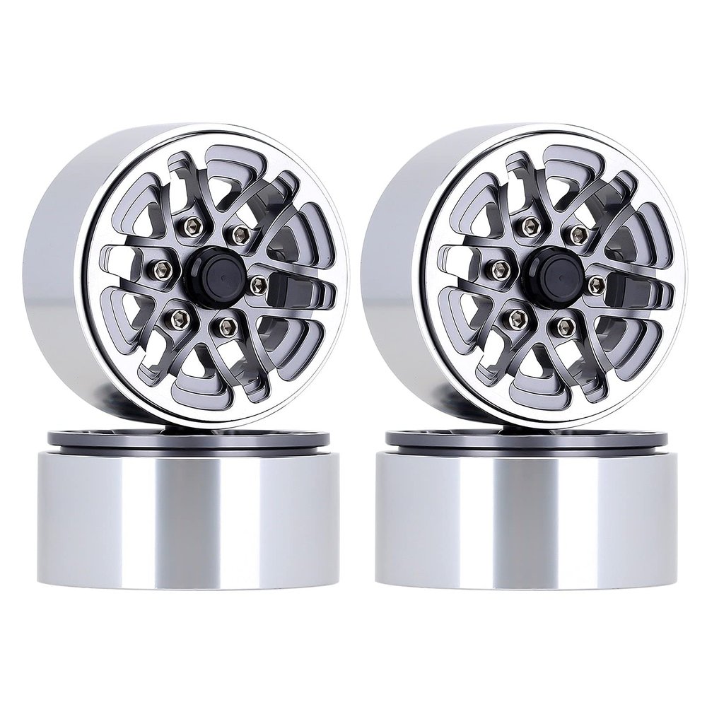 52 * 28mm Beadlock 1.9" Alloy Wheel Rim Hub for 1/10 RC Crawler Axial SCX10 90046 Traxxas TRX4 Redcat Gen8-4Pc Gray